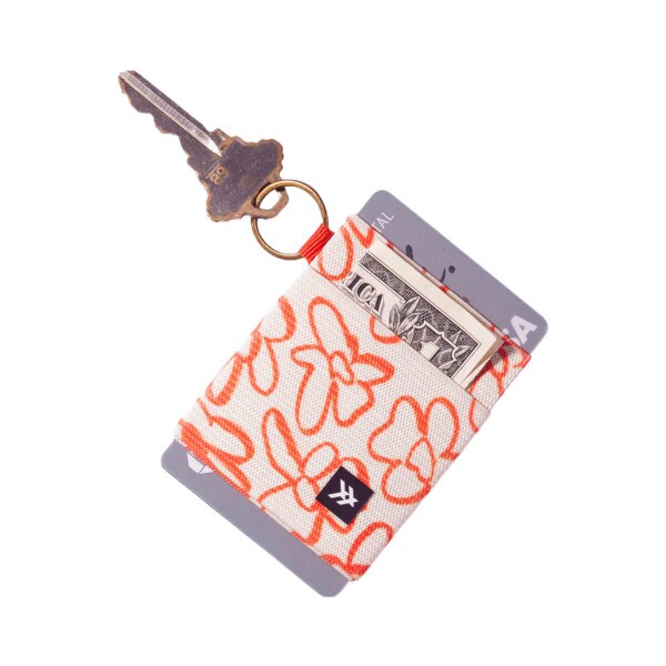 Orange Cream Floral Thread Wallet Elastic